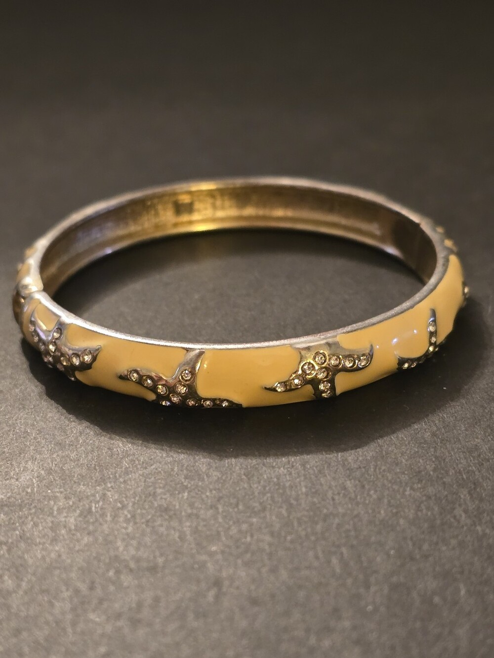 Tommy Bahama Gold Tone & Cream Enamel Pave Rhinestone Starfish Bangle Bracelet